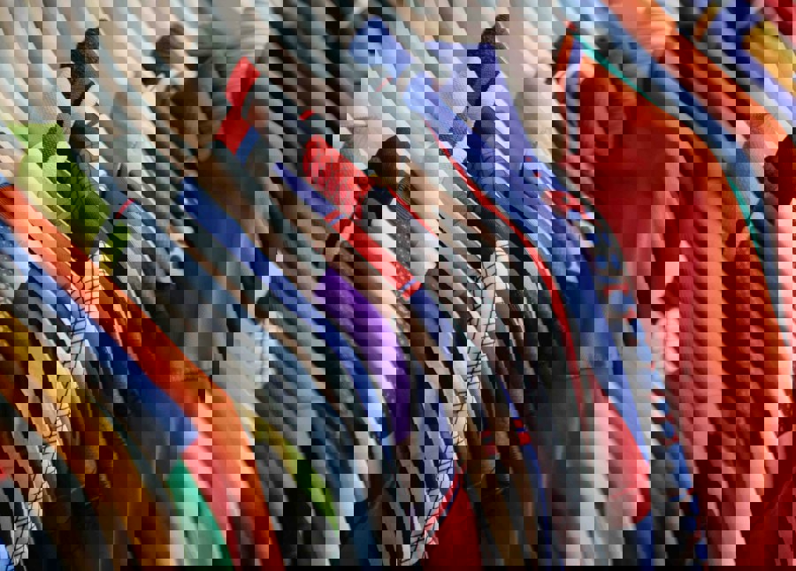 Colorful textile waste ready for recycling